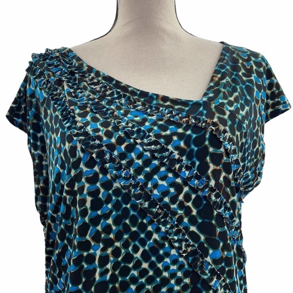 WORTHINGTON Ruffled Cinched Snake Print Blouse PL - Picture 2 of 10